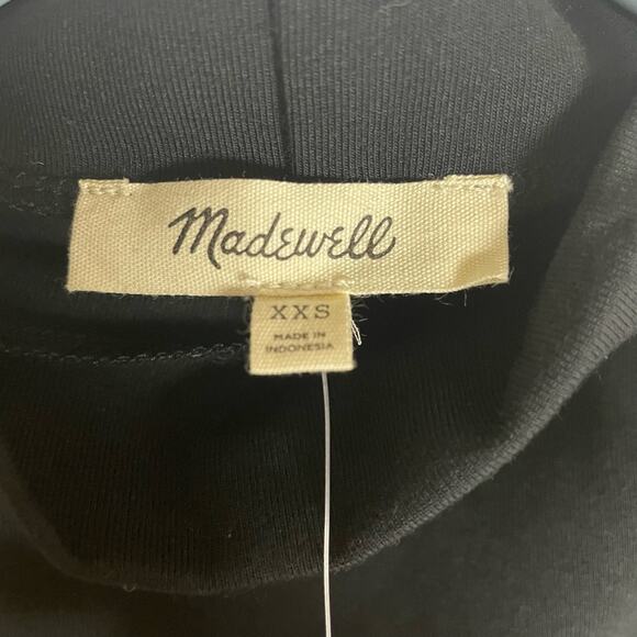 Madewell Funnel Neck Muscle Tee Cropped True Black Top US Women's XXS New - Picture 4 of 6